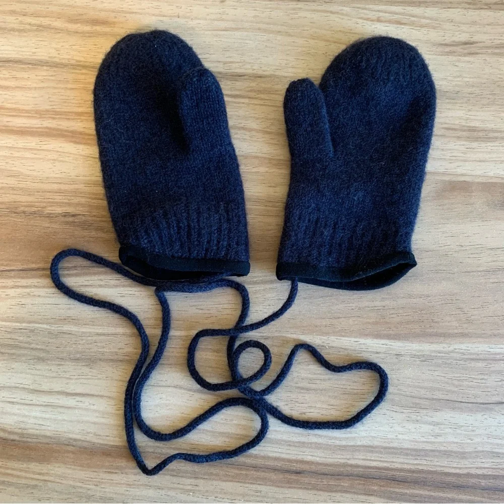 tittimitti 100% Virgin Wool winter Mittens Kids 3-5Y Knit String OEKO-TEX USA